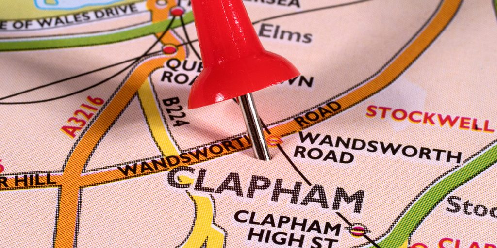 pin in map of clapham for directions to Direct Dental Clapham